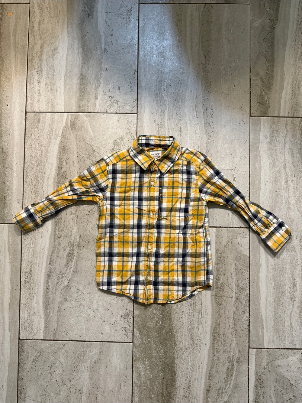 Carter's Yellow and Navy Plaid Button-Down Shirt